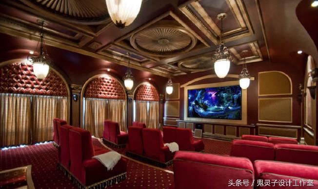 家里的娱乐室装修效果图,轻奢风格视听室装修效果图