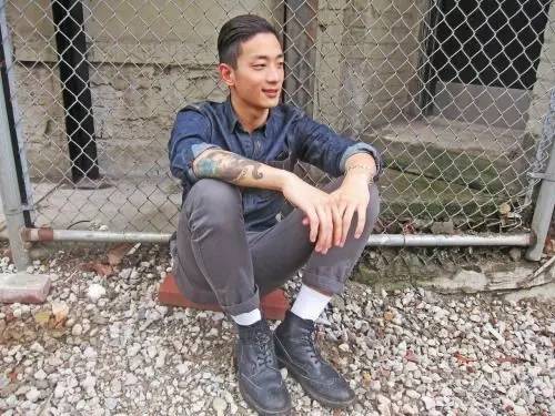 痞帅纹身寸头,寸头纹身潮男图片