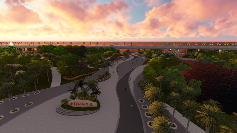 西湾红树林湿地公园滨海长廊,黄岛红树林滨海公园