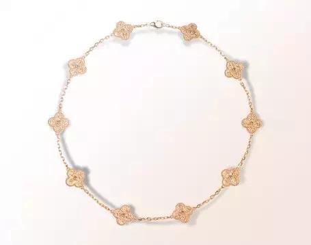 vca四叶草带钻项链系列,vca梵克雅宝四叶草项链