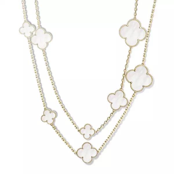 vca四叶草带钻项链系列,vca梵克雅宝四叶草项链