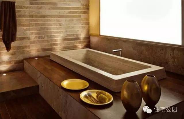 卫生间浴缸木头设计效果图,温泉式浴缸装修
