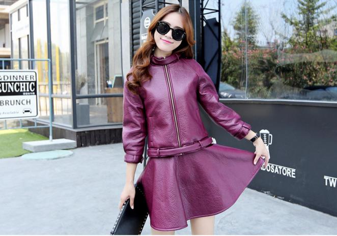 高级皮衣休闲,高档pu皮衣针织拼接