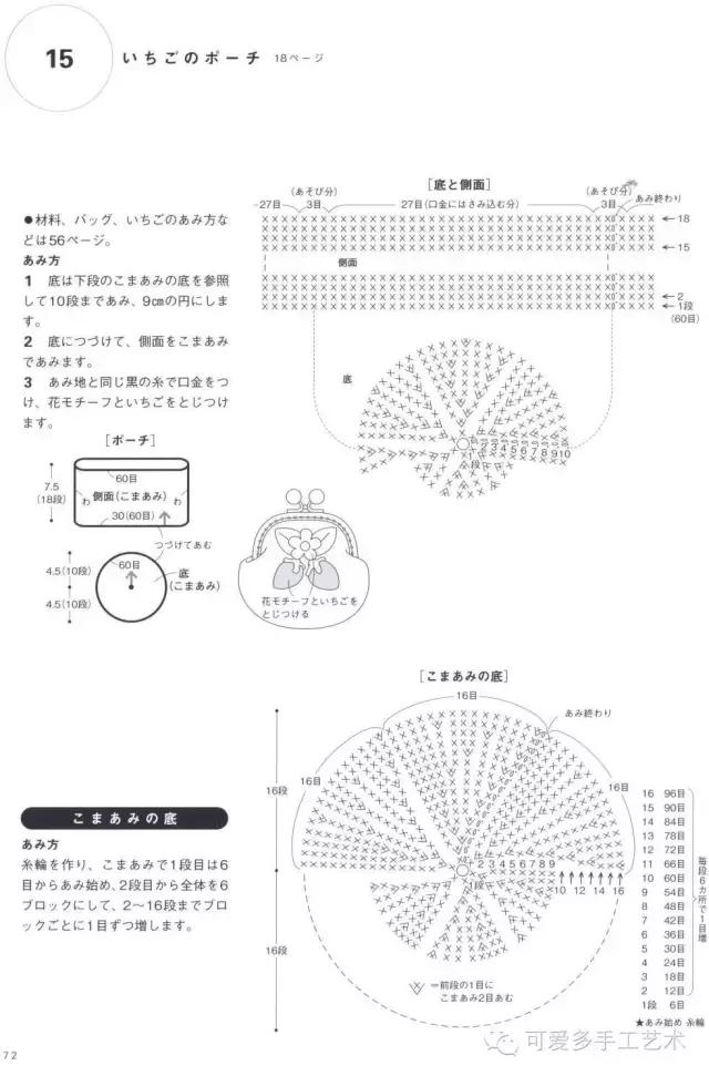 蛋糕草莓包包钩针编织图解,单肩斜挎钩针包包图解大全