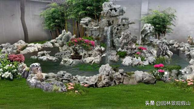 室内假山庭院假山,假山景观鱼池没假山底座怎么设计