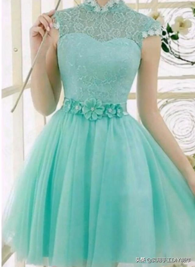 布艺拼接格子裙子,蕾丝拼贴连衣裙