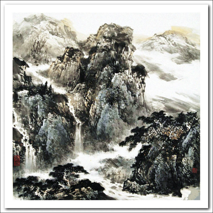 溪山国画山水画,郭金标山水画大全
