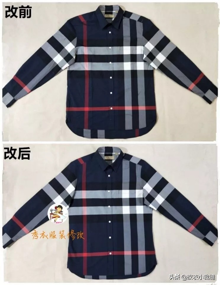 条纹衬衫大怎么改小,宽松的格子衬衫改小怎么弄