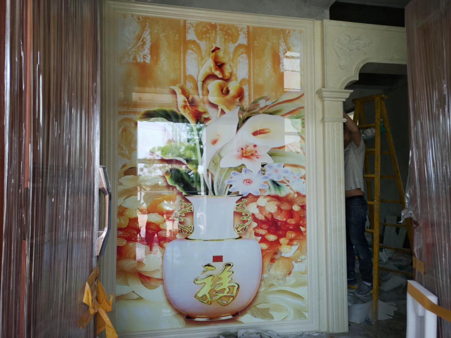 玄关墙瓷砖拼花图案,玄关背景墙大理石瓷砖效果图