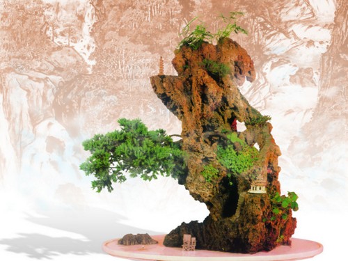 山石盆景造型教程,山石盆景造型微景观