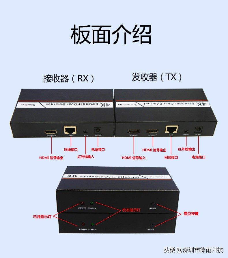 「徕雨科技」4K高清网线120米HDMI高清信号延长器(sp200)