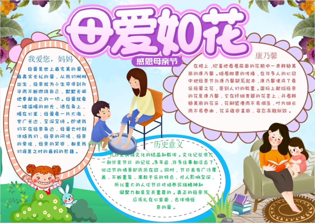 感恩母亲节手抄报小学生4至6年级,二年级感恩母亲节手抄报图片大全