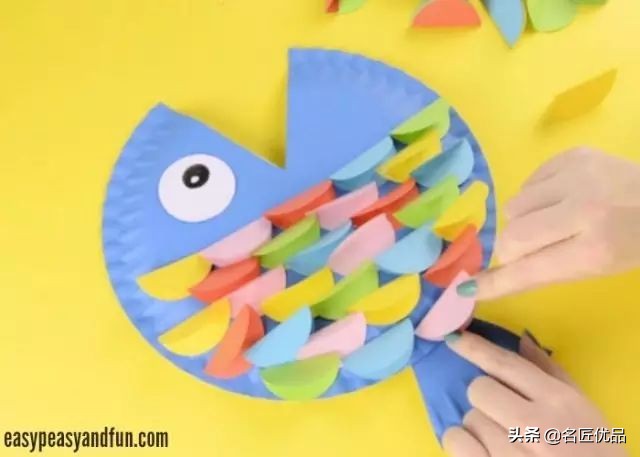 长方形创意纸盘美工作品,纸盘子手工秋天