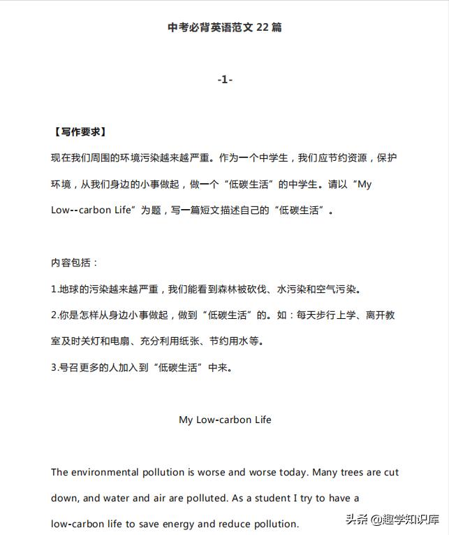 英语作文每日背初中,一定要背的英语经典作文36篇