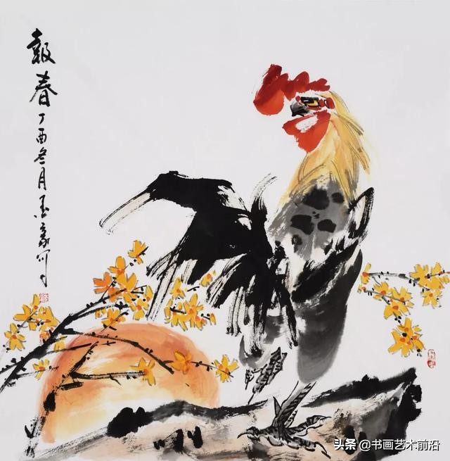 写意吉祥鸡画法,画鸡完整画