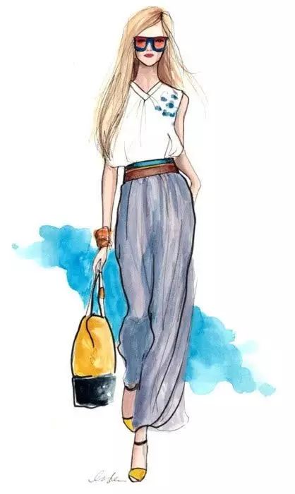 服装设计师画手稿视频,可爱的小插画手绘女孩服装