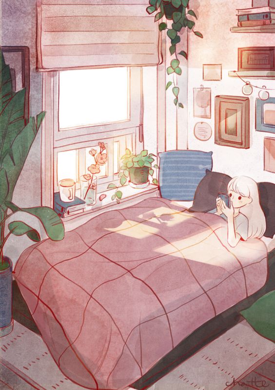 韩国插画师smana手绘可爱女生,韩国插画师人物手绘