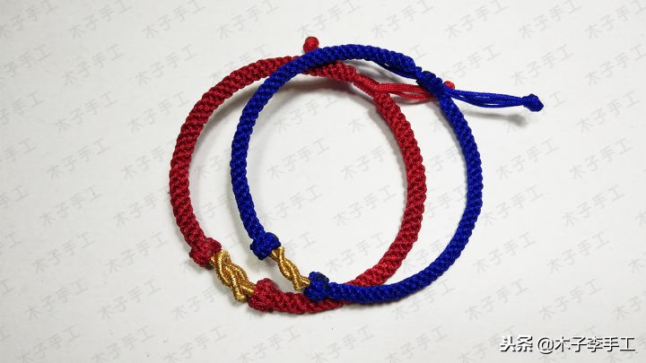 四股玉米结手链无痕收尾,玉米红石榴石手链的编法