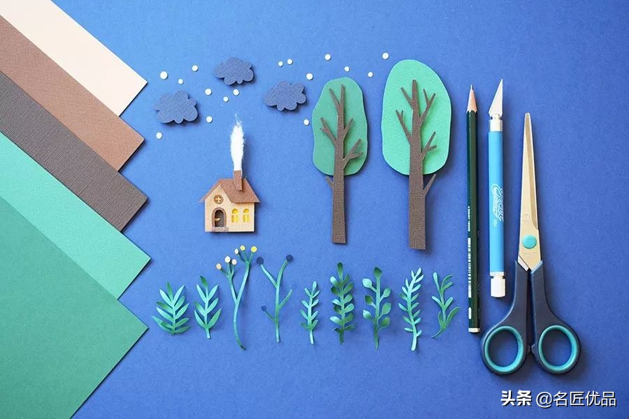 适合做多层立体纸雕的图,屋子半立体纸雕