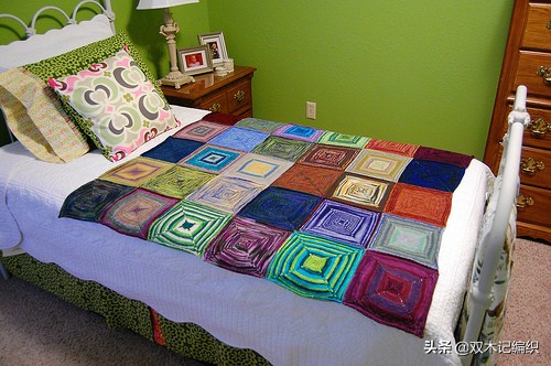 棒针编织漂亮的方块毯子,编织毯子棒针花样左右交叉