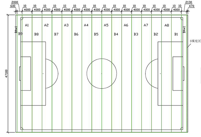 人造草坪足球场设计图纸,标准足球场预制型草皮铺设图纸