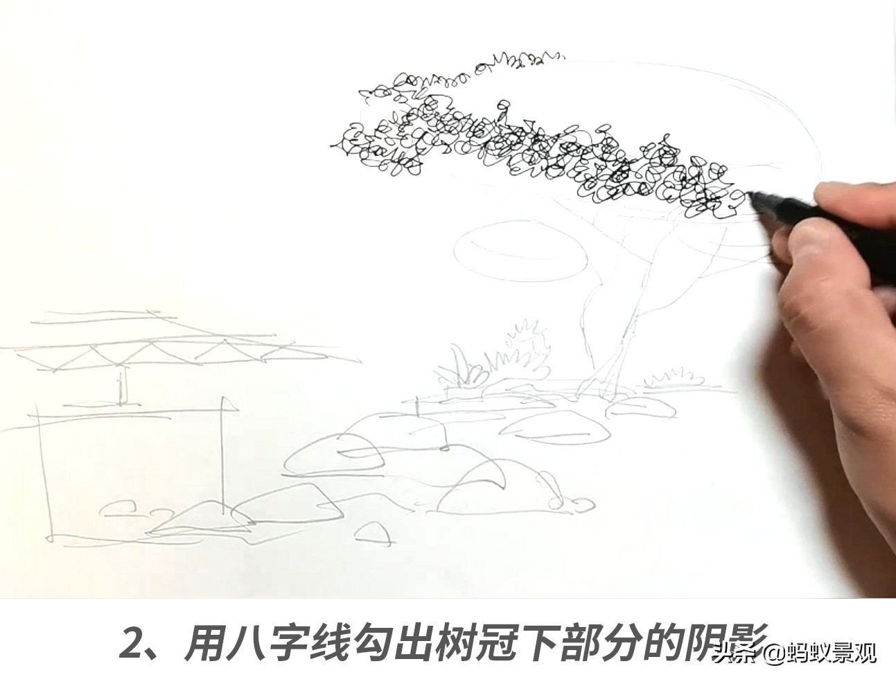 石头画法步骤视频教程园林,简单易学的石头画法