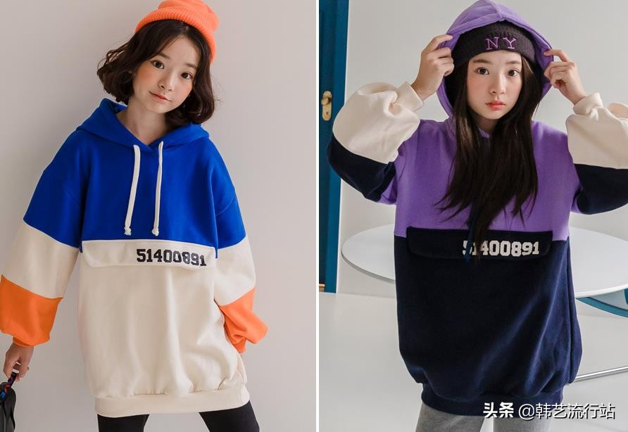 女童韩系风加绒连帽卫衣,2019秋女童流行卫衣