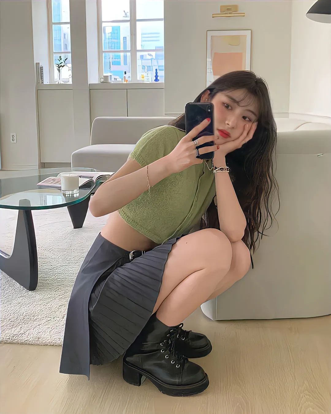 胖mm粗腿马丁靴冬季加绒羊羔绒,今年最火的中筒靴粗腿圆头马丁靴