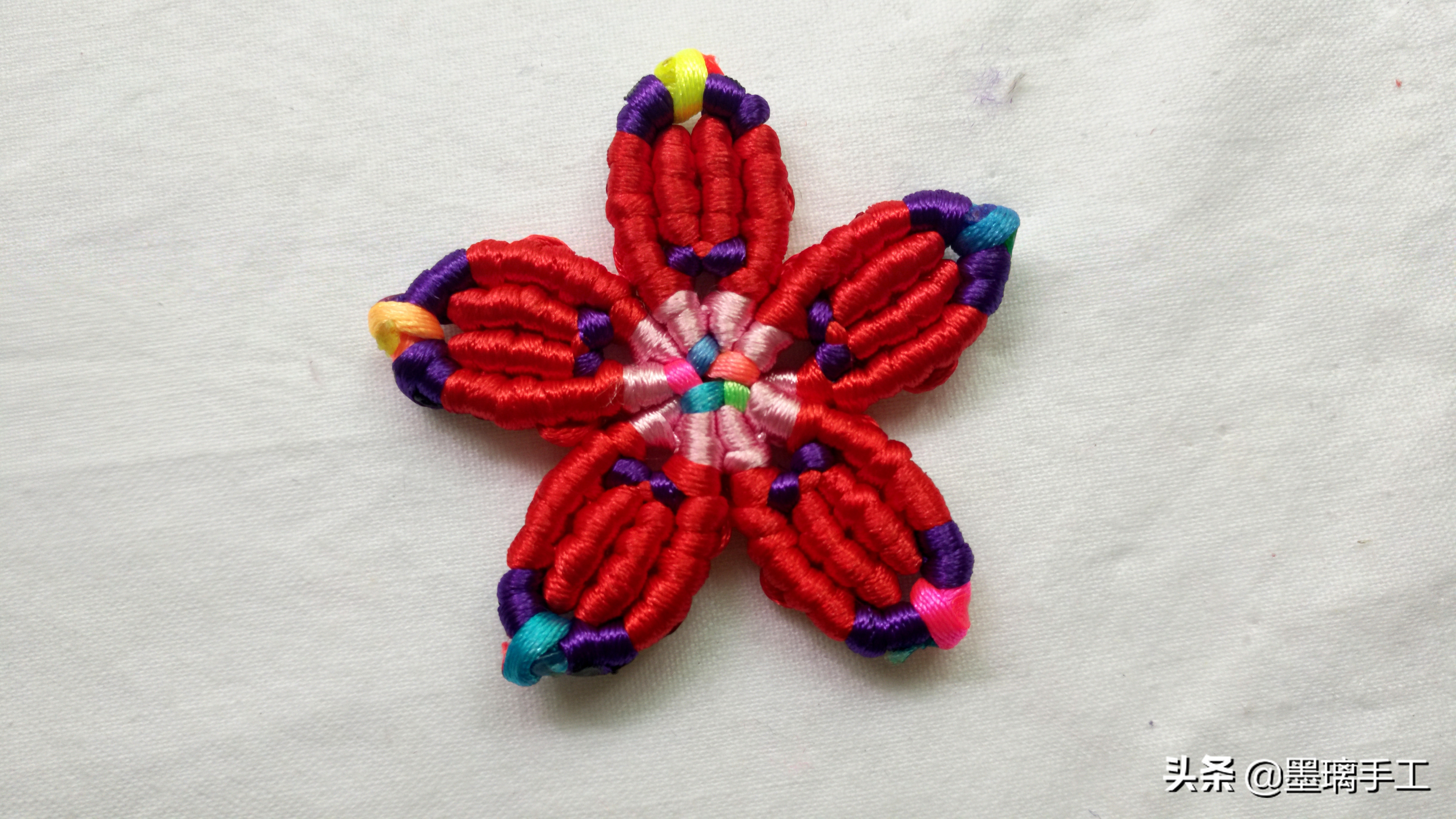 手工编绳大挂饰教程,手工编绳立体花朵挂毯视频教程