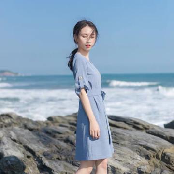 气质系带连衣裙,气质系带收腰连衣裙