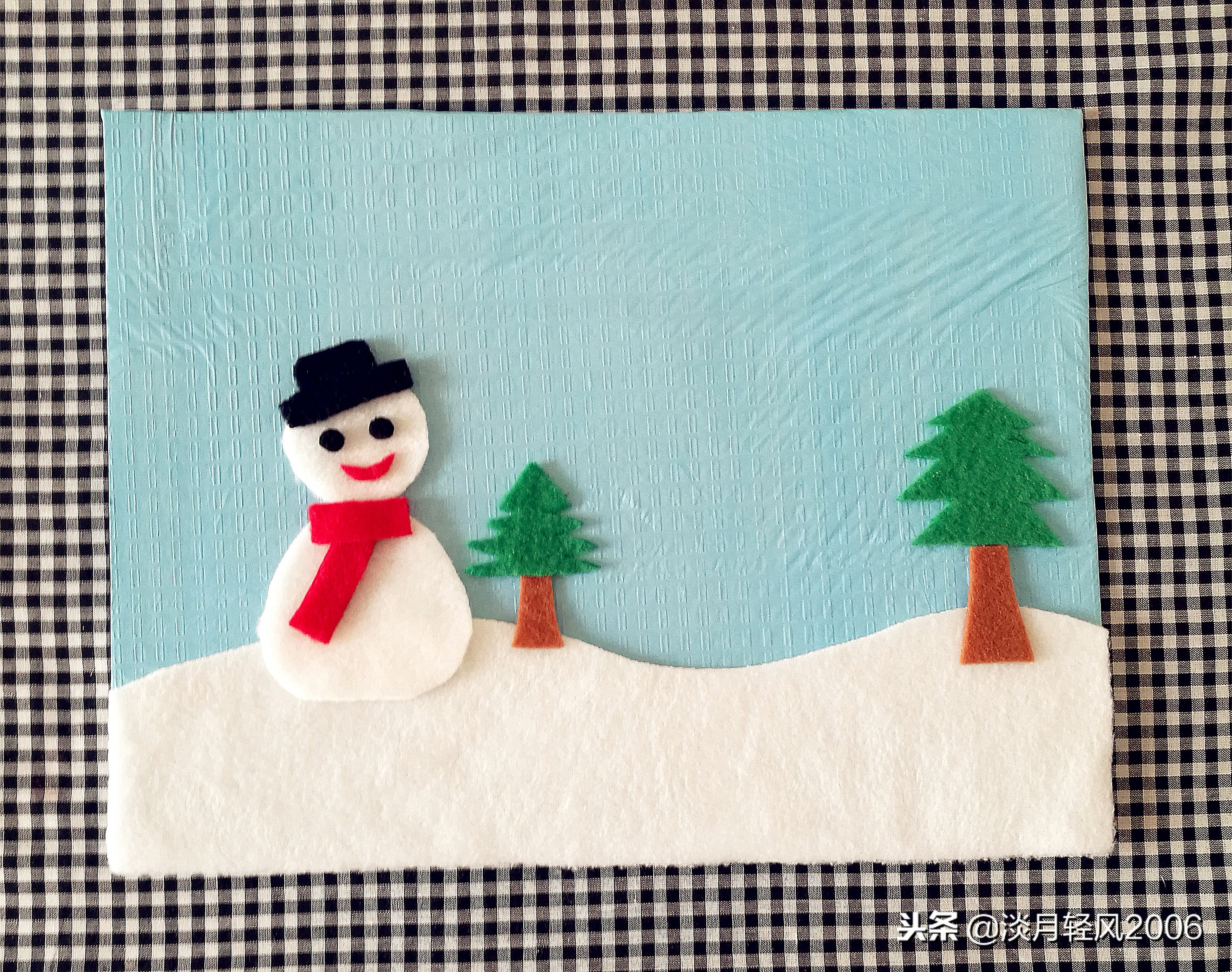 冬日布贴画制作,关于冬天的手工贴画