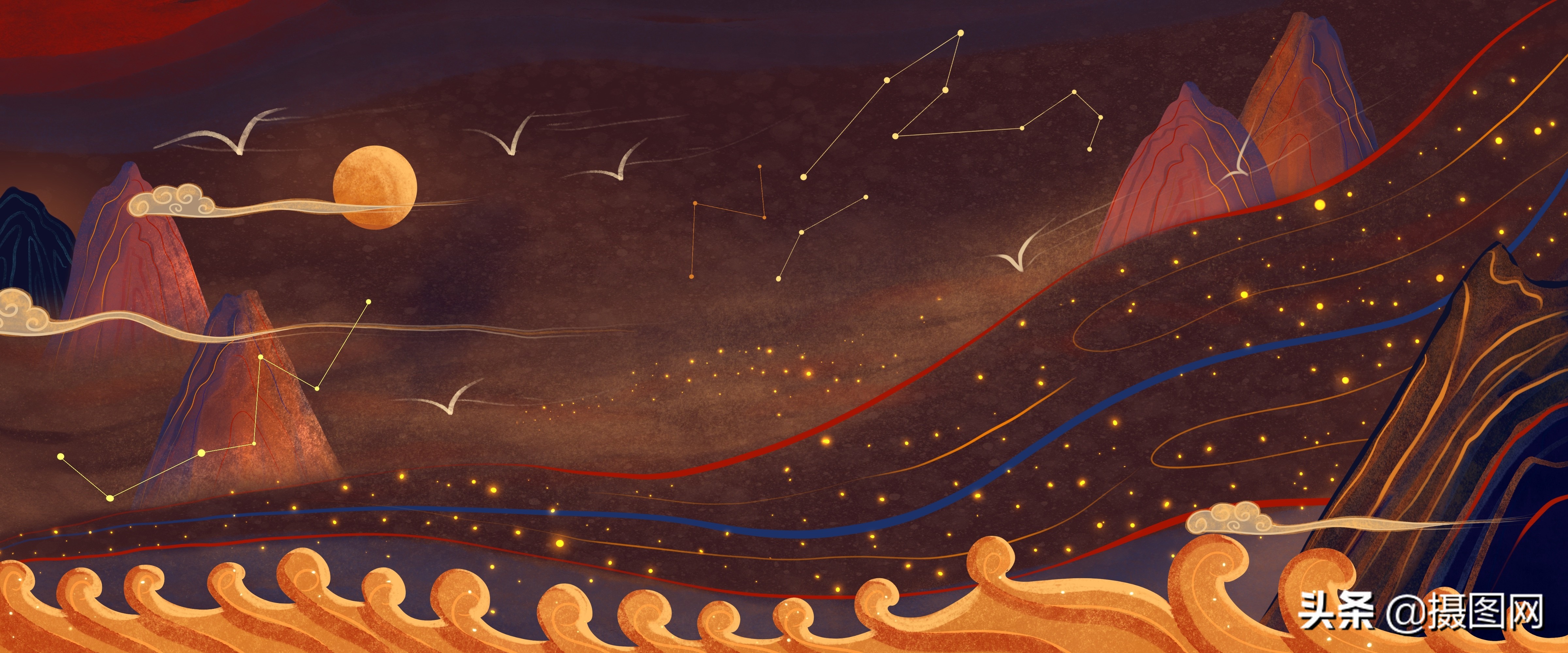 中国风底纹古典素材,国潮插画中国风元素