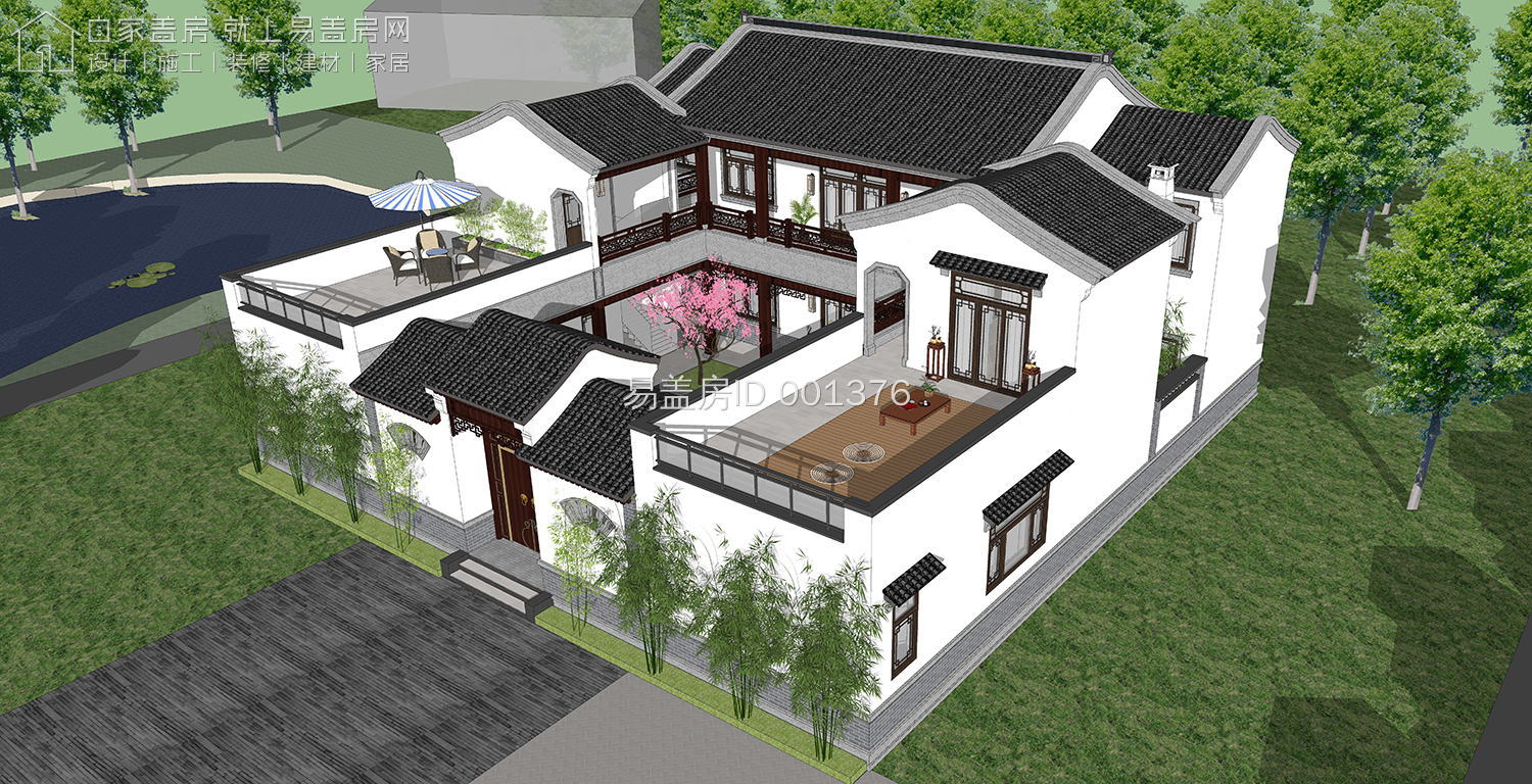 最牛中式四合院设计图及效果图,中式二层四合院永不过时