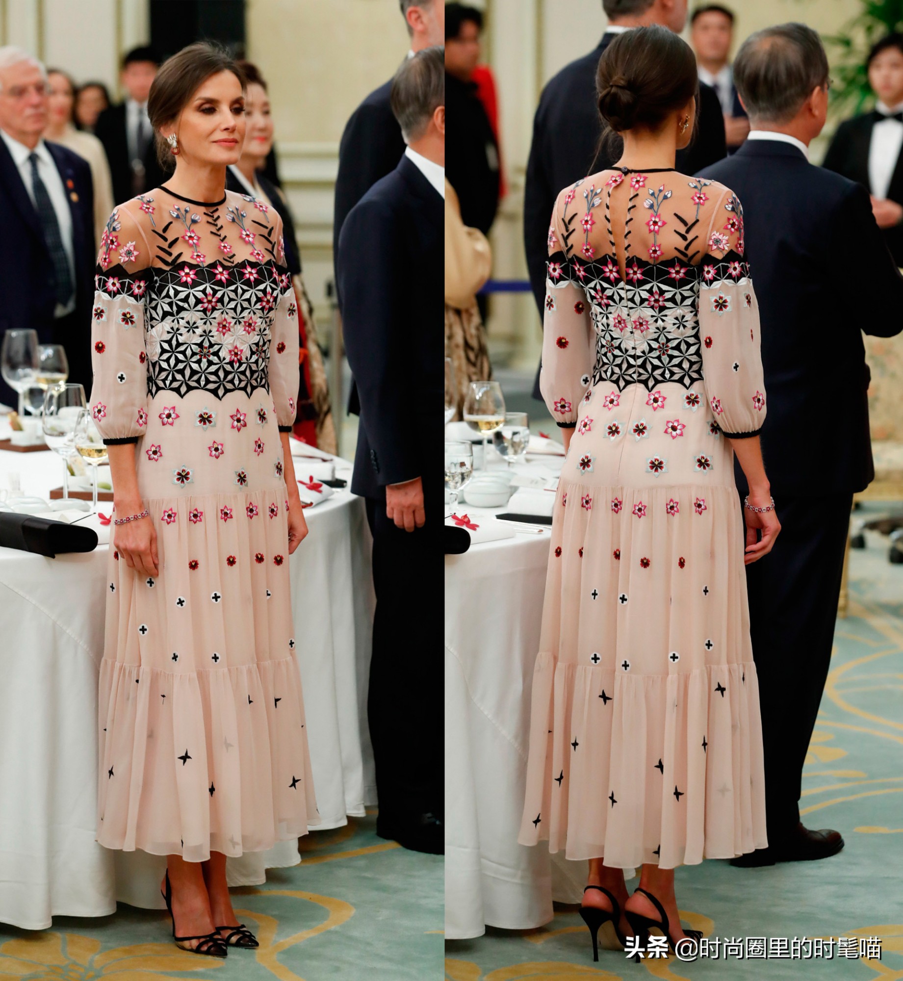 西班牙王后莱蒂齐亚穿连衣裙,西班牙王后穿丝绸内搭