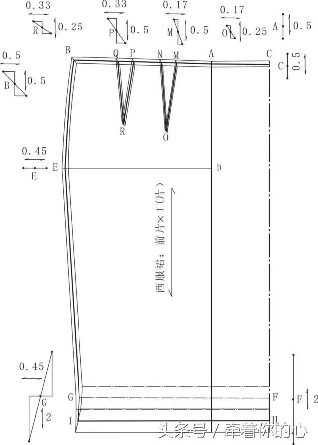 西服裙裁剪图教程,西服裙后开叉缝制教程图解