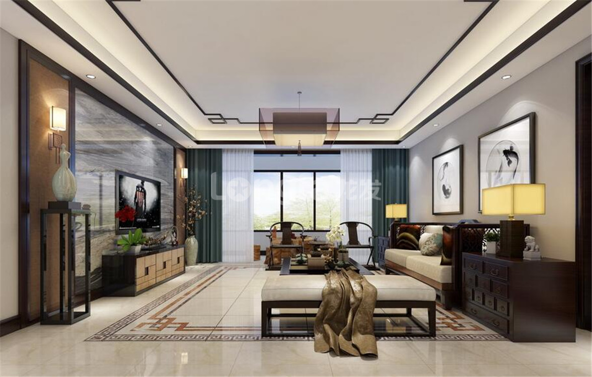 龙发装饰-华著中城189平新中式四居-清简淡雅自有格调