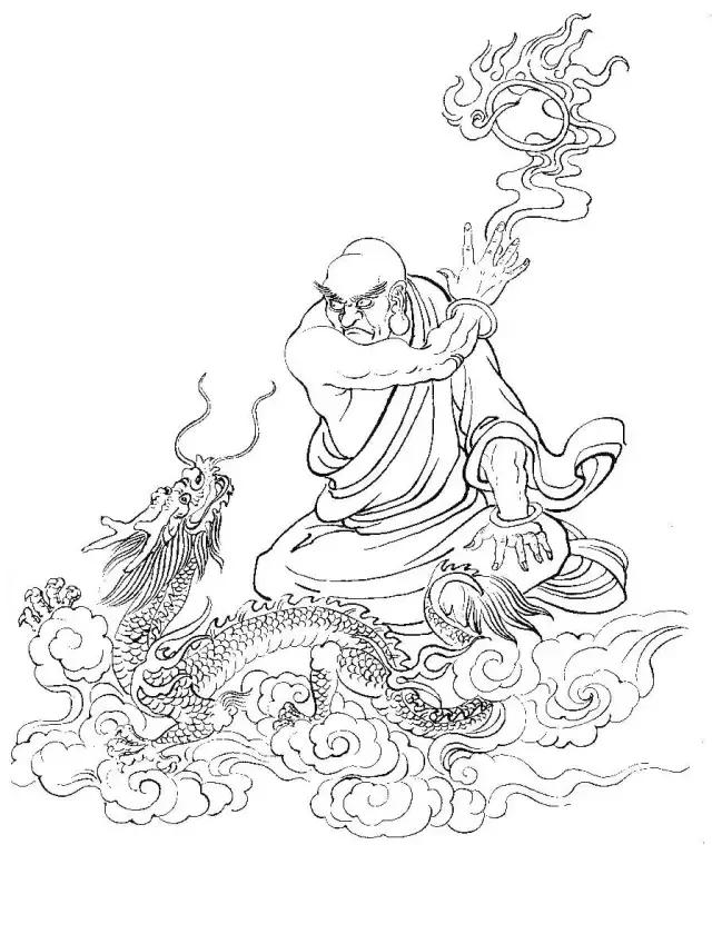 白描罗汉全本,罗汉白描100幅