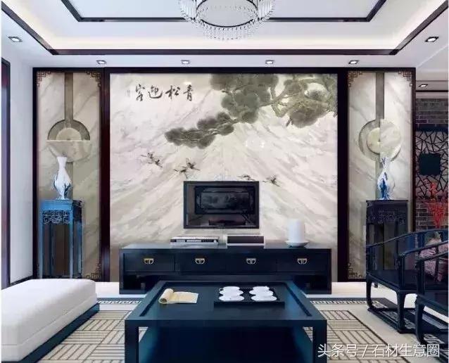 清水出芙蓉天然去雕饰木雕,鱼肚白石材背景墙现代简约