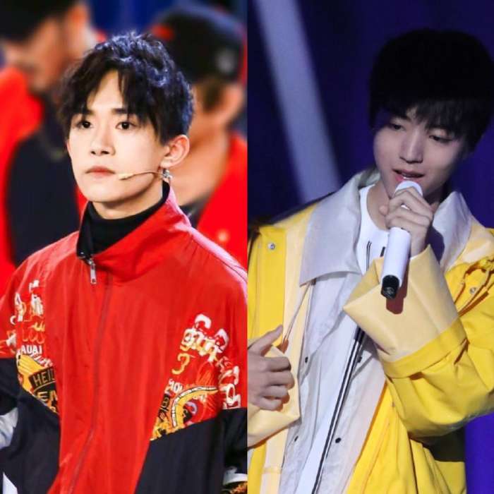 王俊凯易烊千玺红蓝西装贴头聊天,王俊凯易烊千玺穿同款衣服