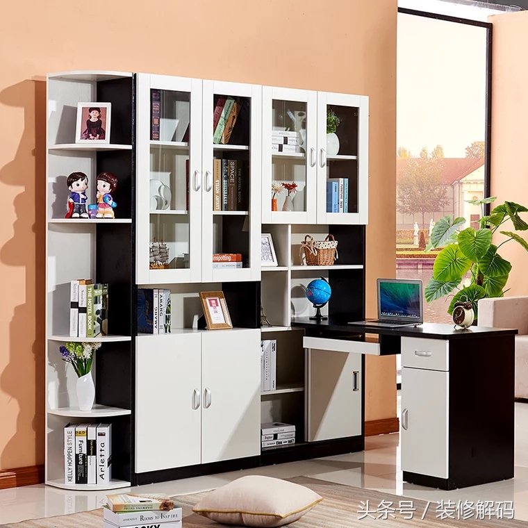 书柜电脑桌一体颜色搭配最新款,衣柜书柜电脑桌组合拐角