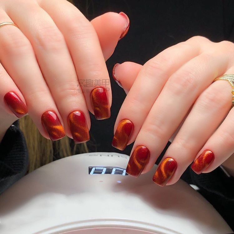 脏橘色美甲,one推荐美甲