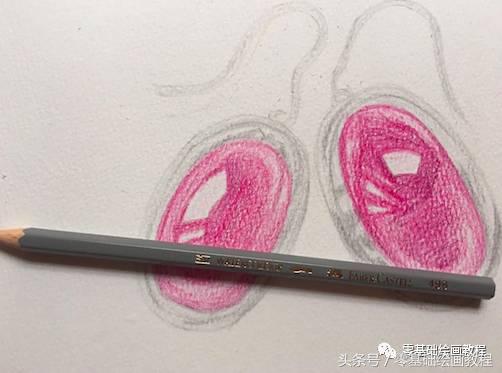 彩铅宝石耳环,美人图彩铅耳环画法