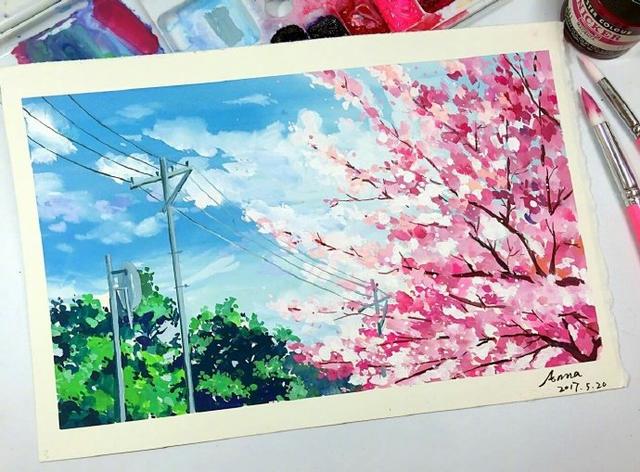 简单清新水彩画日漫,日本水彩风景画教程