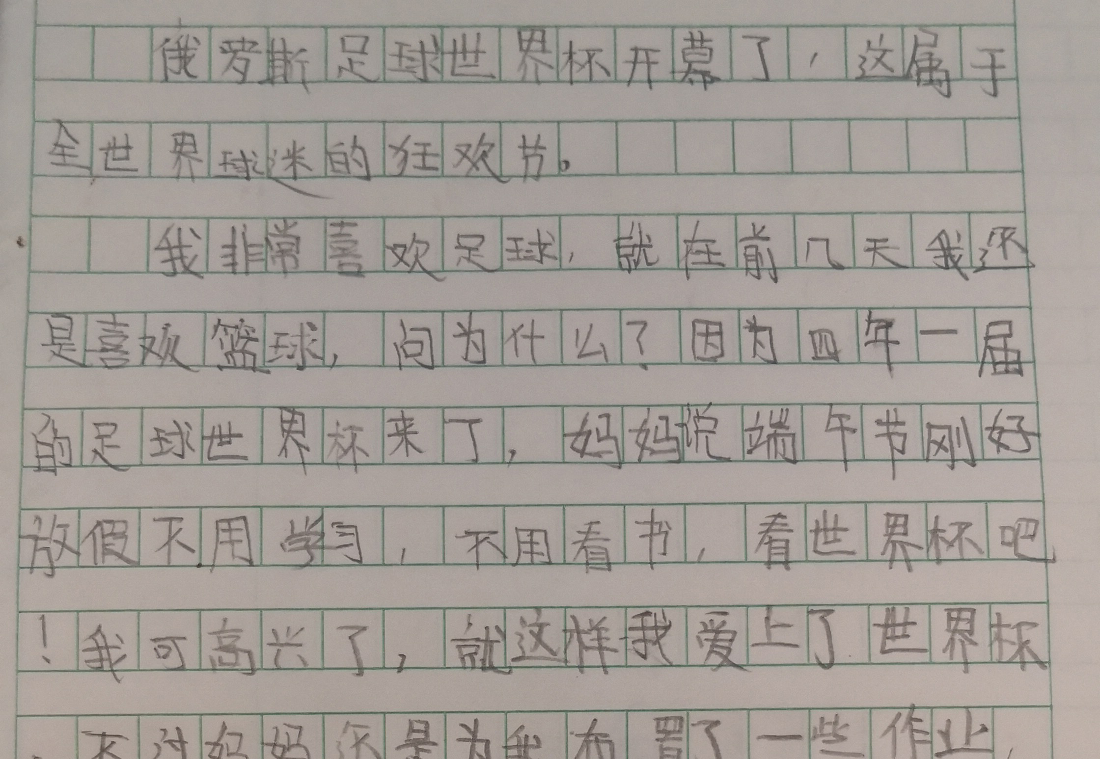 小学生作文对世界杯的看法,一年级看完足球赛观后感