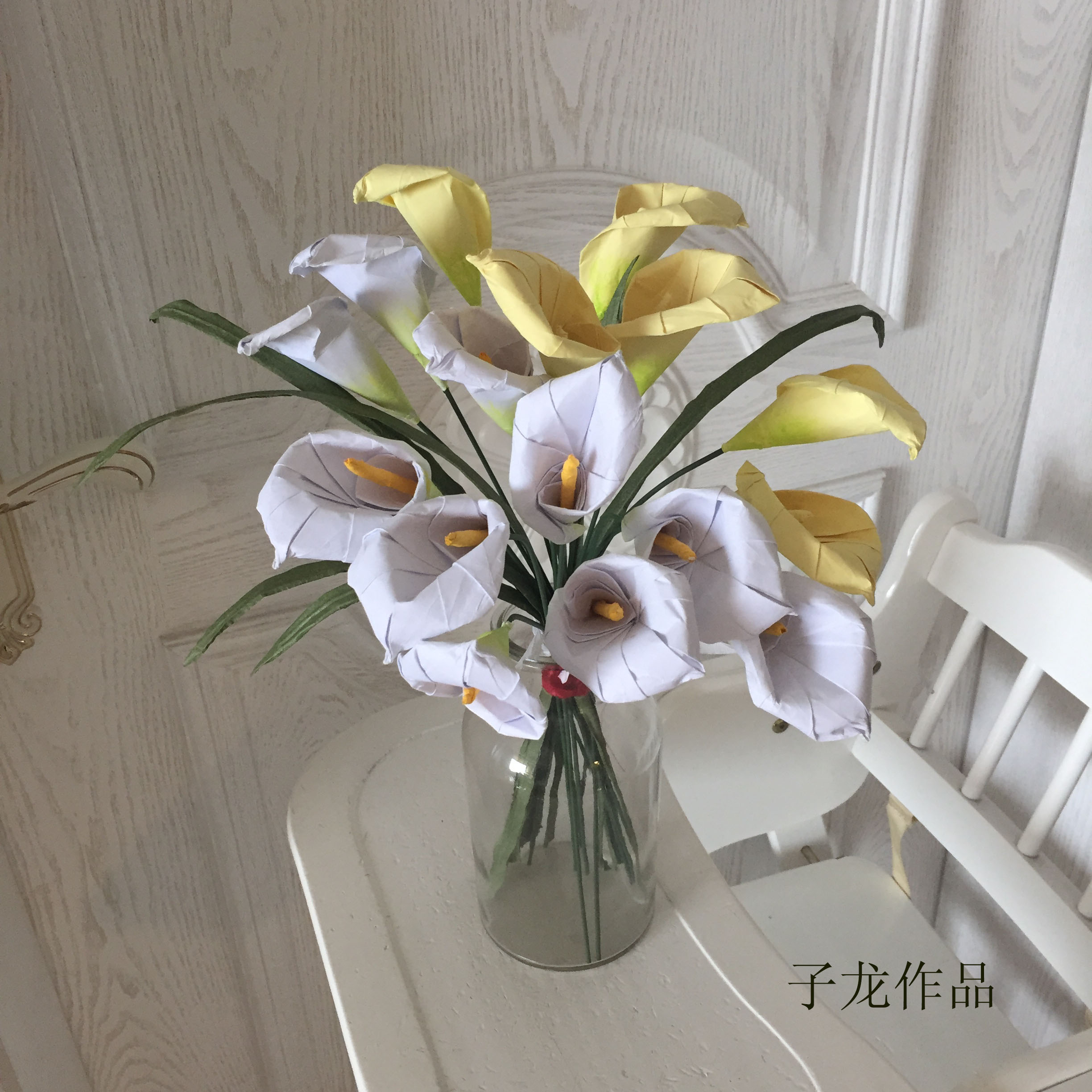 折纸马蹄莲花步骤,清明折纸白色马蹄莲花