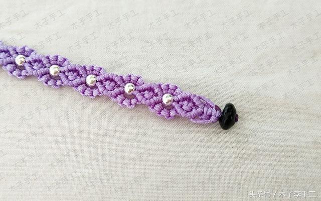 红绳小花手链编法,清新小花红绳手链编织