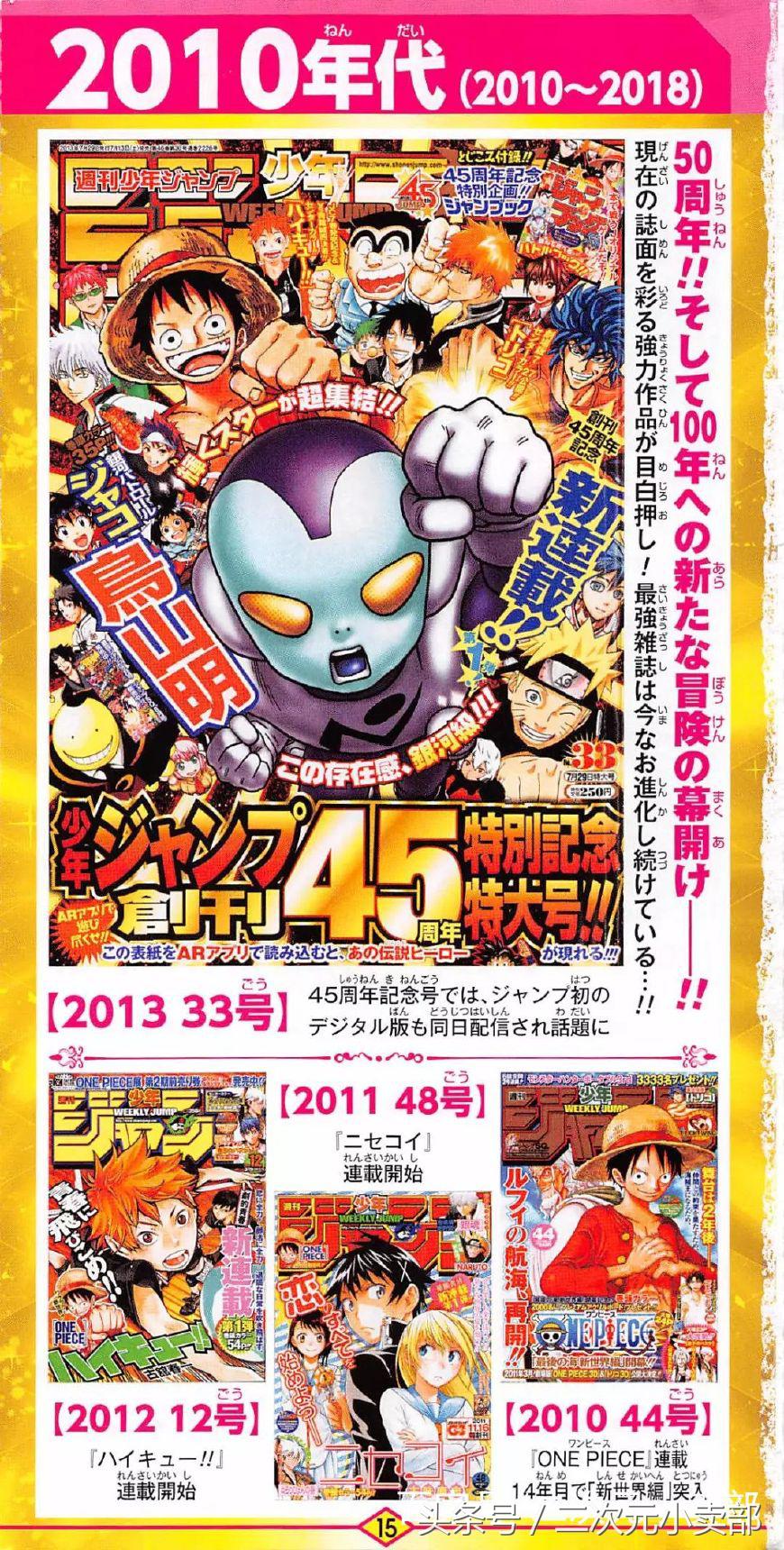 日漫少年jump50周年贺图,周刊少年jump50年封面变迁
