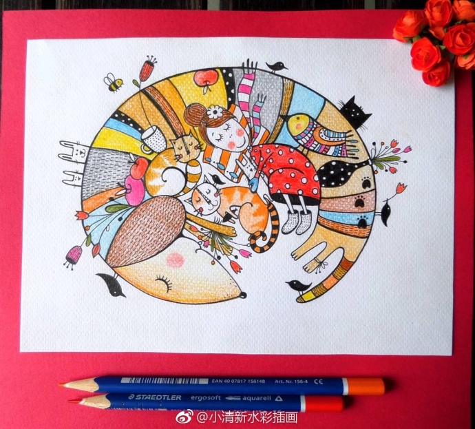 动物暖心卡通手绘插画,动物插画手绘背景图