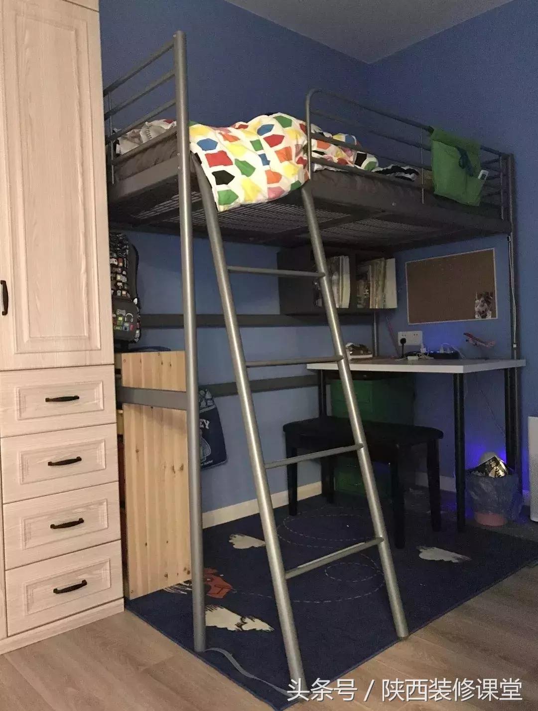 儿童房上床下桌一体效果图,30平小户型上床下桌