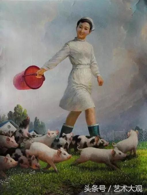 朝鲜风格人物村庄的油画,朝鲜张元吉写实油画人物作品欣赏